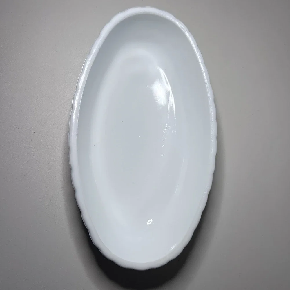 Vtg 1975 FTD Textured Milk Glass Oval Bowl